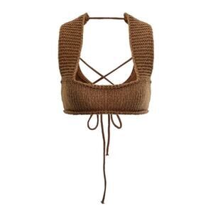 Micas Women's Small Coffee Brown Braided Tie Knit Cami Top